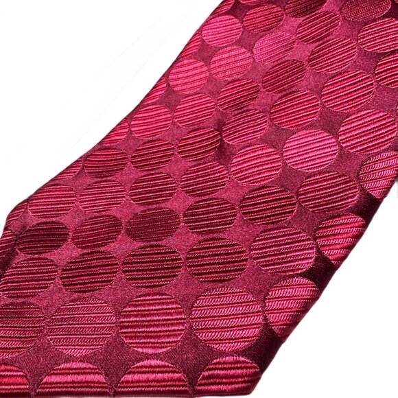 Chelsea by Robert Talbott Silk Tie – Red with Pink & Magenta Circle Motif - Picture 3 of 3